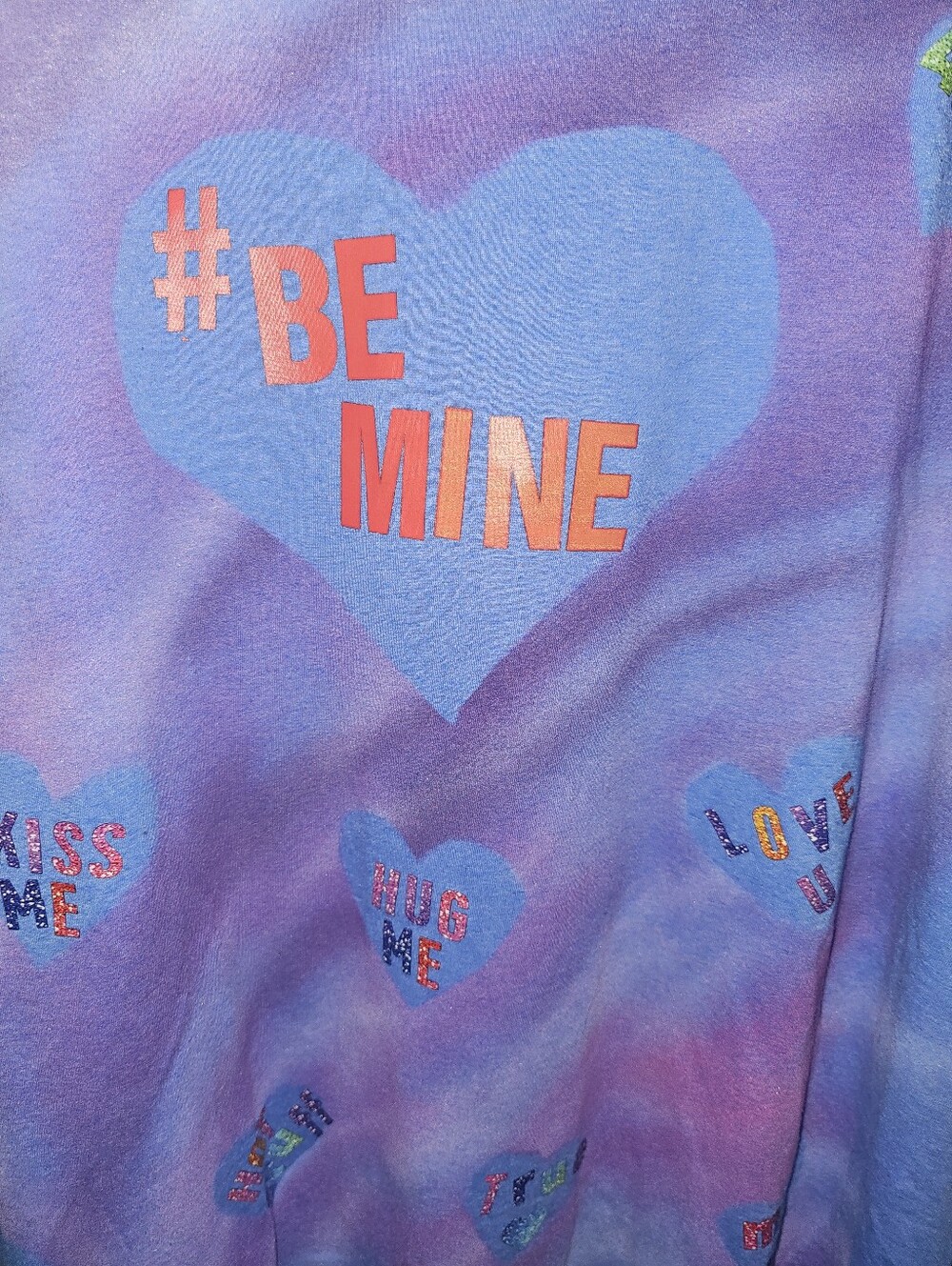 Valentine's Day Tie Dye T-Shirt "Be Mine" Heart Graphic